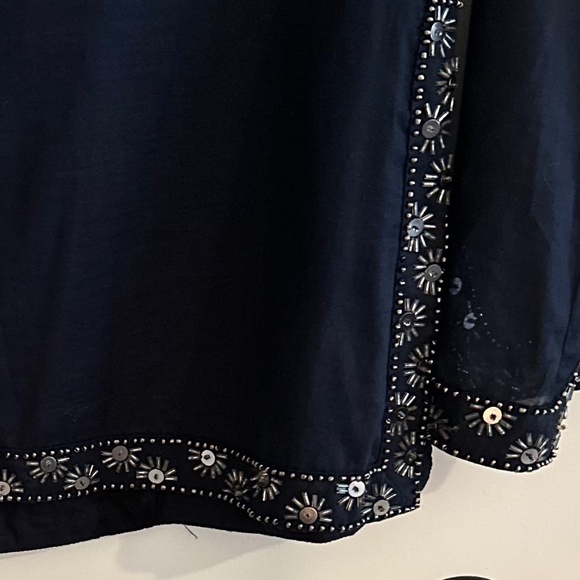 Tory Burch Long Sleeve Tunic Blouse Sequin Embellishments Size 6 - Picture 7 of 12